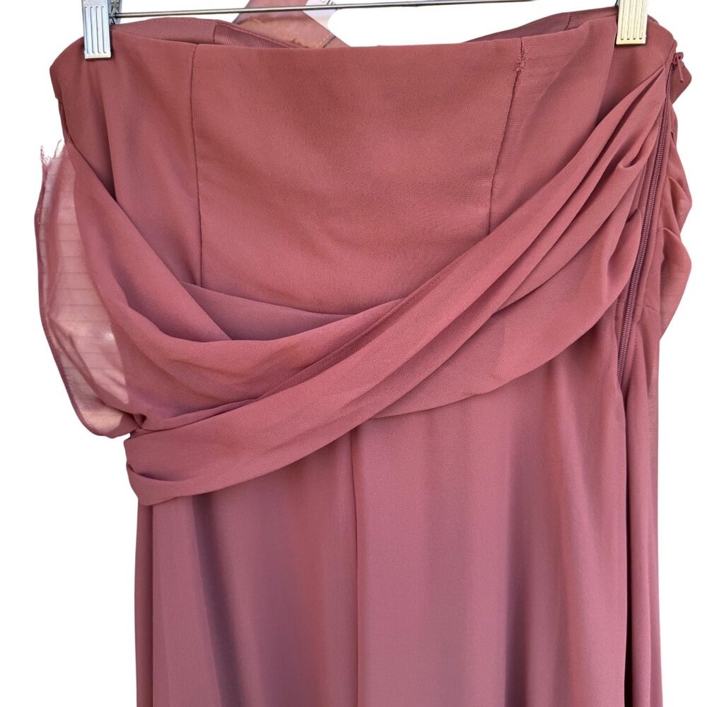 Birdy Grey Pink Bridesmaid Dress Matching Bow Tie Set Large Elegant Formal Wear - Picture 7 of 16